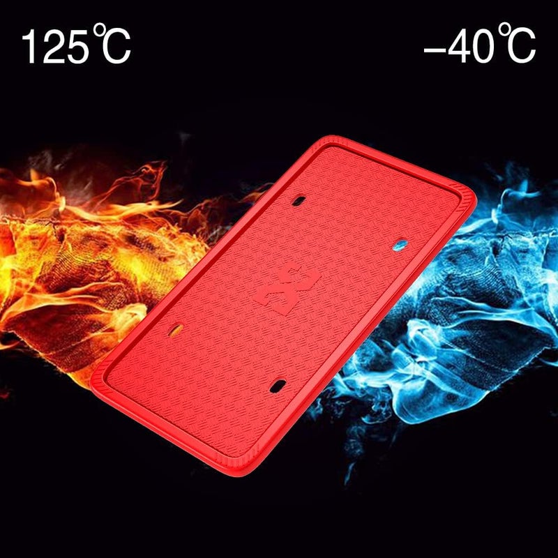 XCLPF Silicone License Plate Frame Covers 2 Pack- Front and Back Car Plate Bracket Holders. Rust-Proof, Rattle-Proof, Weather-Proof (Red) - Image 4